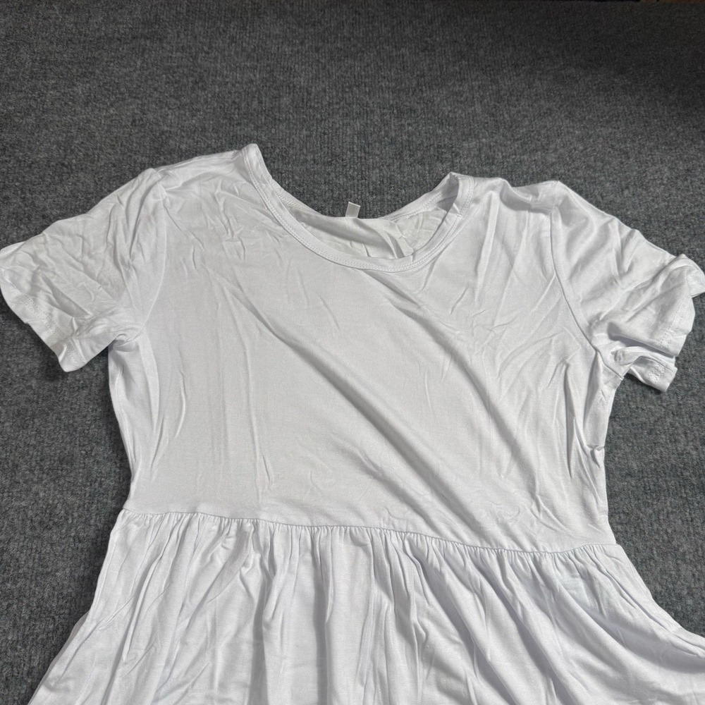 NWT White‎ Short Sleeve Maxi Dress Empire Waist Pockets Flowy Summer Casual - Picture 2 of 16